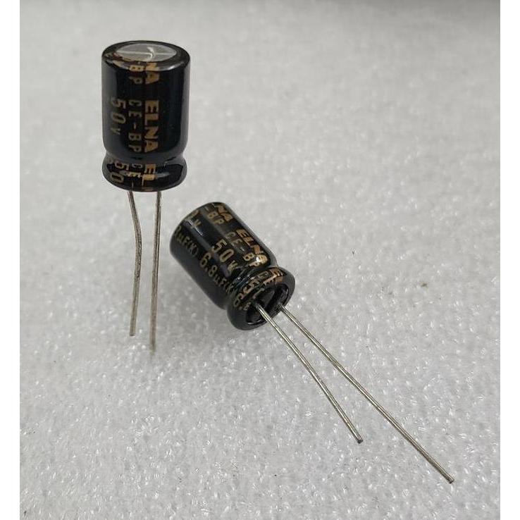 ELCO CAPACITOR 6.8UF 50V BP BIPOLAR ELNA 8MM X 12MM - HARGA PER 2 PCS BYD79