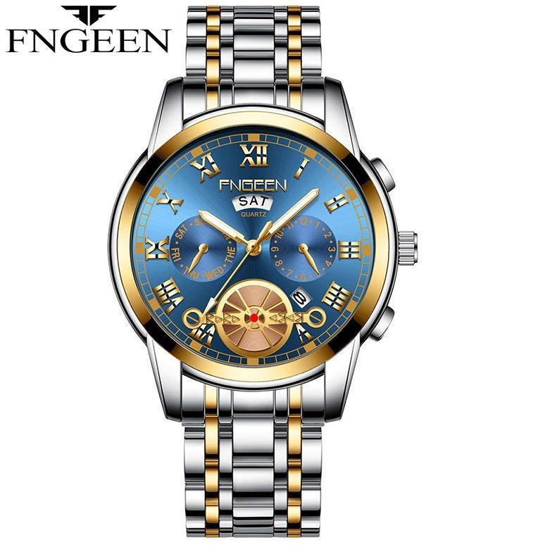 FNGEEN 4001 Jam Tangan Pria Luxury Stainless Steel Quartz Original Anti Air Watch