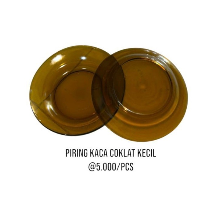 piring makan kaca coklat besar | piring kaca coklat kecil