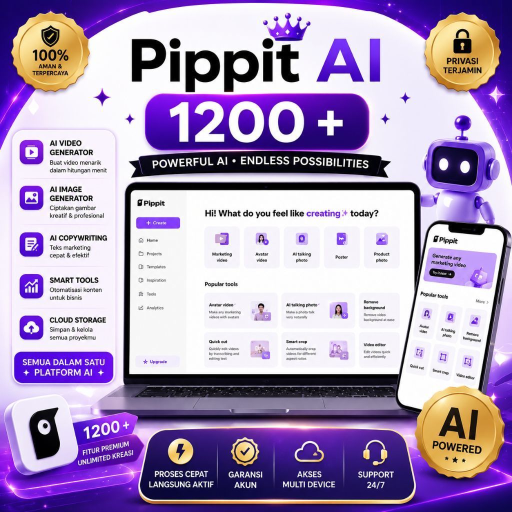 Pippit AI 1000 + kredit unlock All Feature