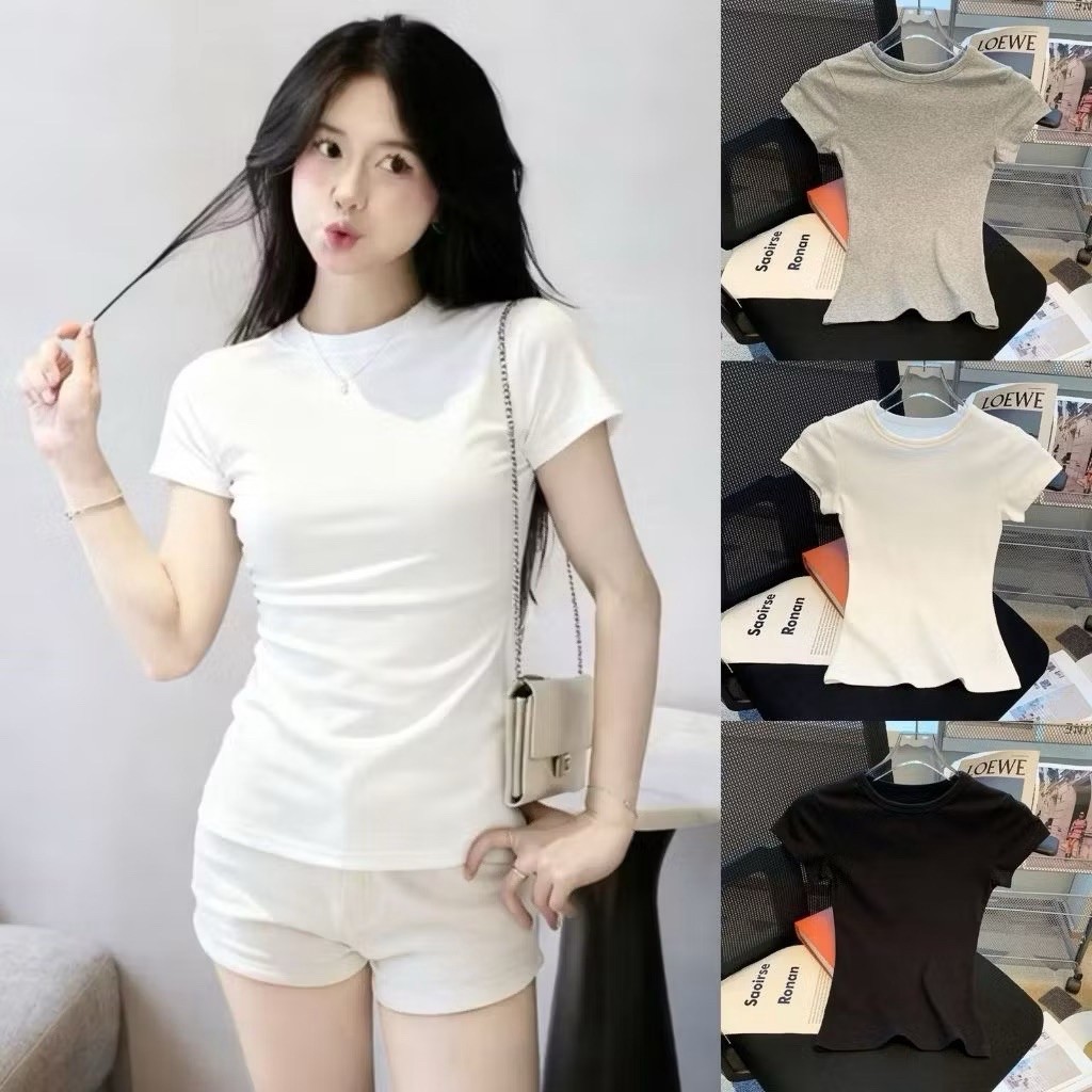 Atasan wanita korean Style Slimfit baju kaos wanita bodyfit baju wanita slimfit press body korea sty