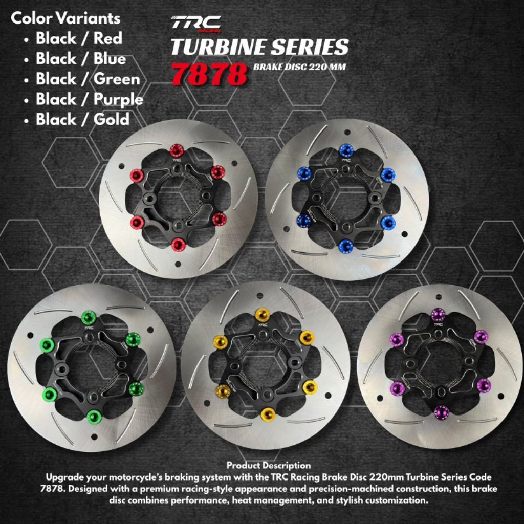 PIRINGAN CAKRAM DEPAN 220MM TRC TURBINE 4 LUBANG UNIVERSAL TRC TURBINE 7878 TEBAL 3,5MM BEAT VARIO S