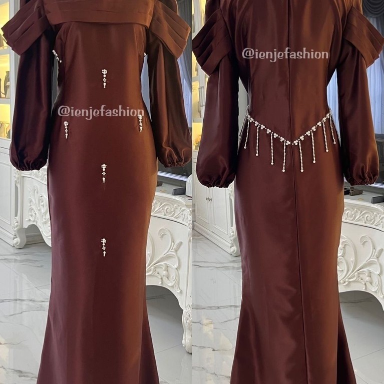 Amira dress kondangan kombinasi payet rumbai dibagian belakang baju dress kekinian