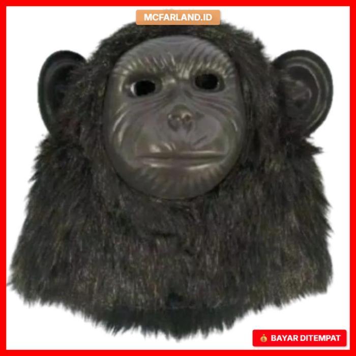 TOPENG BENTUK MONYET GORILA KINGKONG WARNA COKLAT HITAM PUTIH BAHAN HALUS - MAINAN ANAK