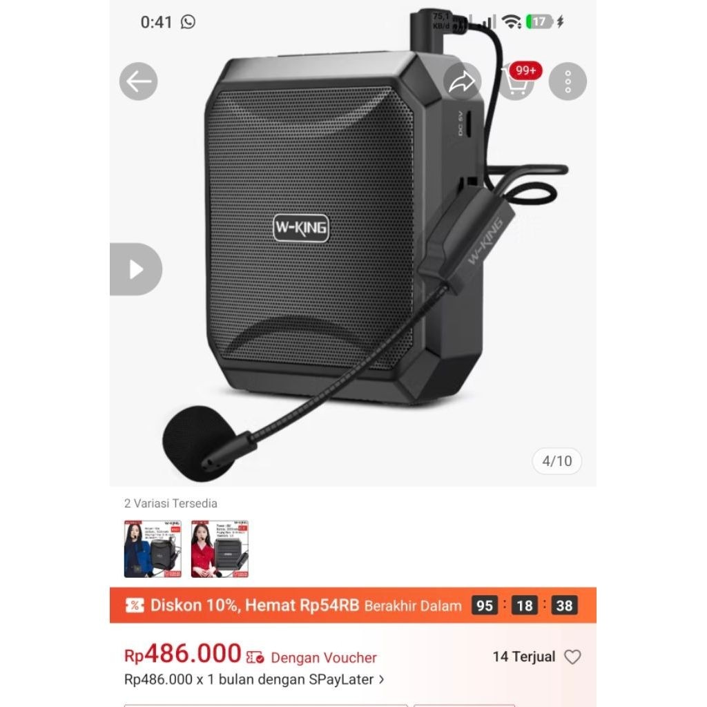 WKING Speaker Pinggang KS01 LoudspeakerMegaphone Mic Kabel Pengeras Suara