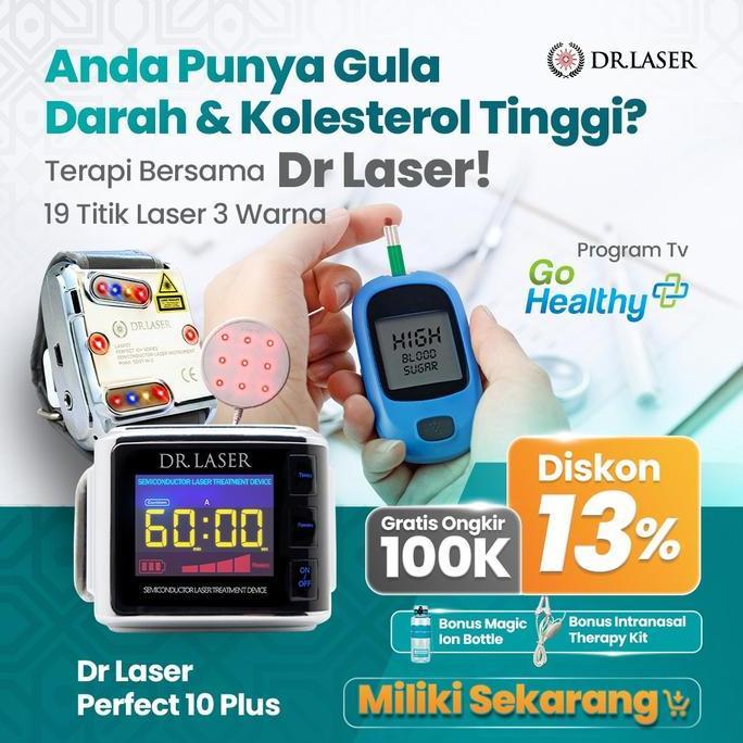 FARMUKE Dr Laser Perfect 10 Plus Original | Alat Terapi Low Level Laser 10 Titik 3 Warna Bantu Melan