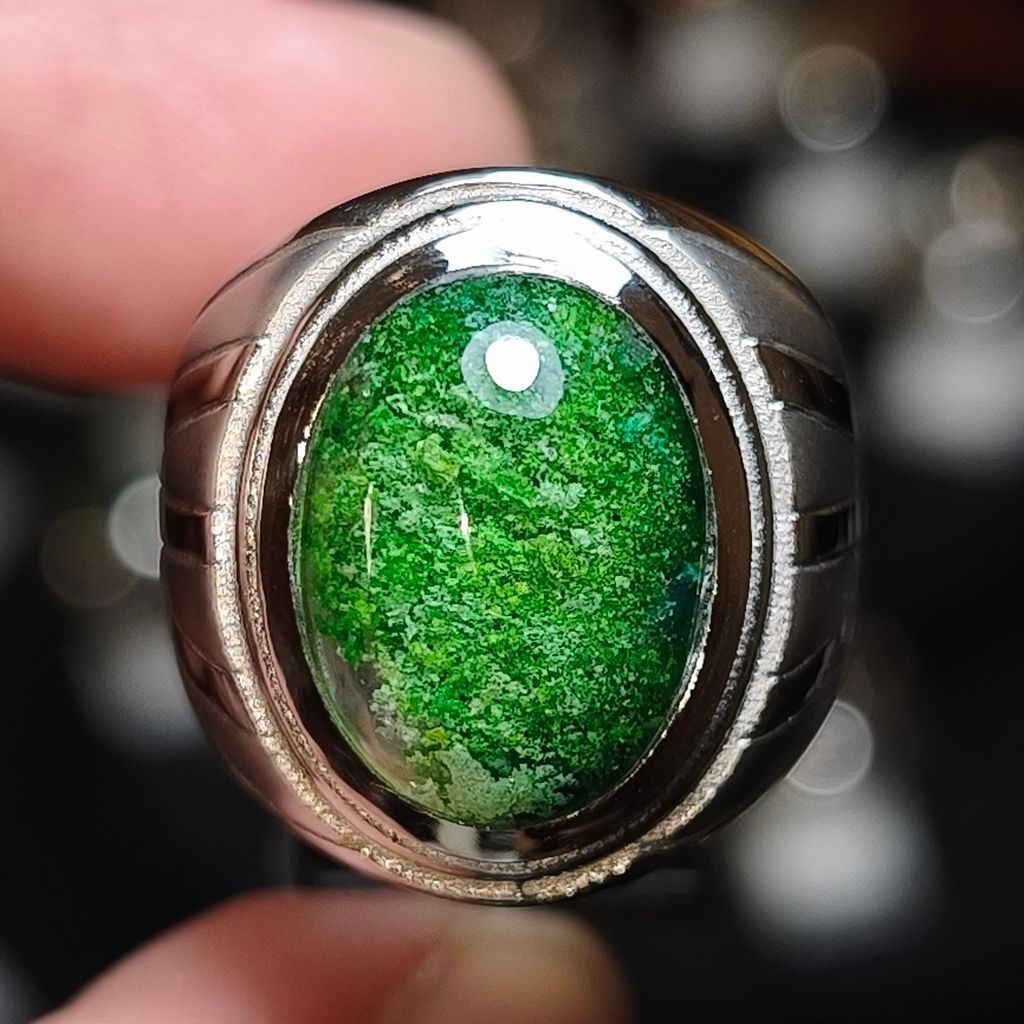 BATU KECUBUNG KARANG HIJAU NATURAL QUARTZ ring size 8