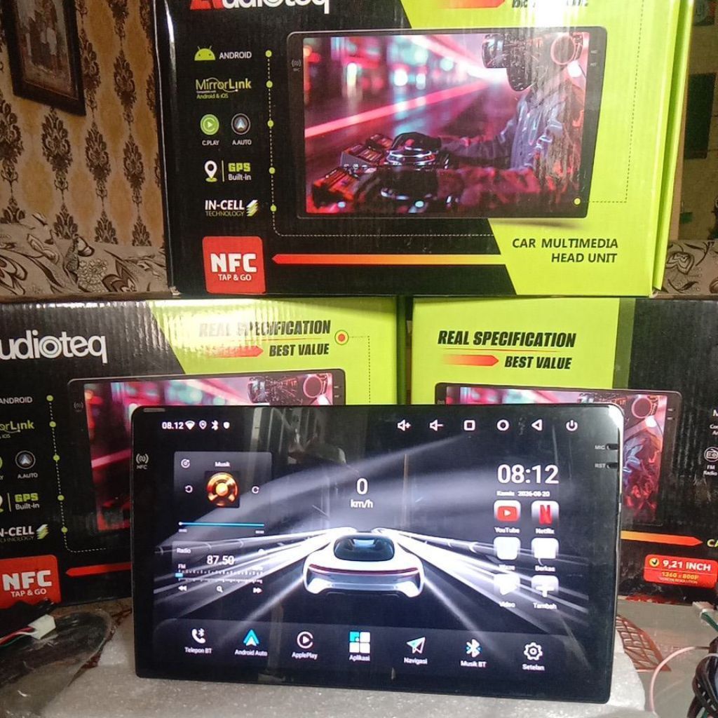 head unit android audioteq 9 inch + NFC lokasi malang