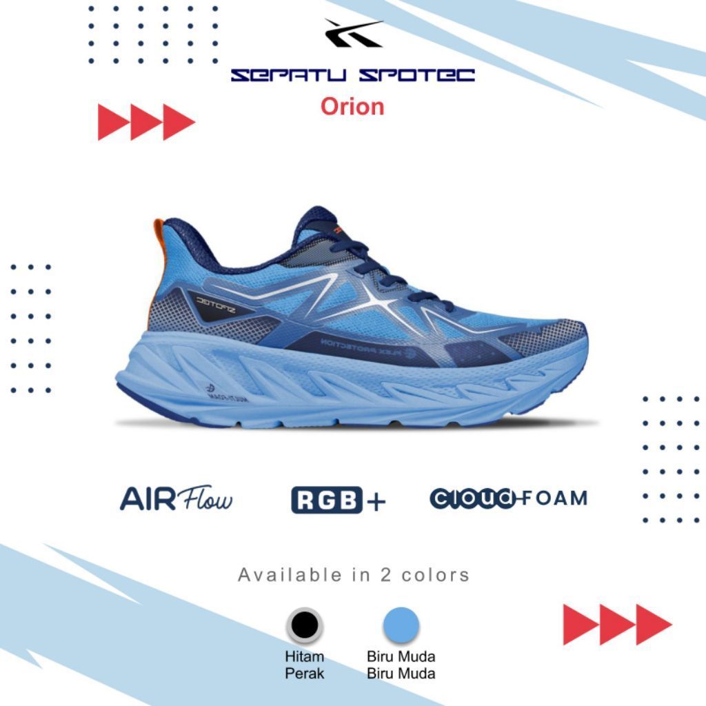 SPOTEC Sepatu Running ORION Biru Muda - Biru Tua