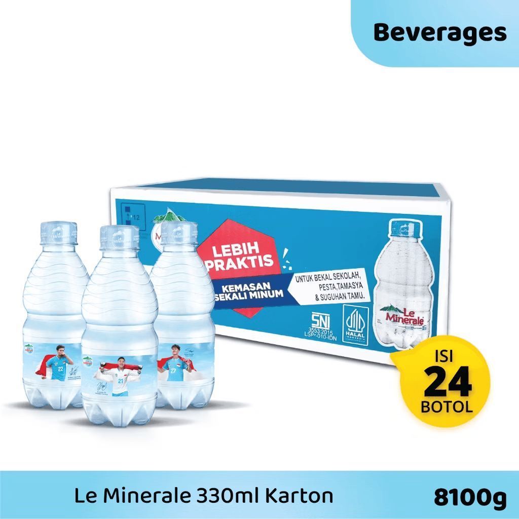 Le Minerale Air Mineral Botol Kecil 330ml, Botol Sedang 600ml