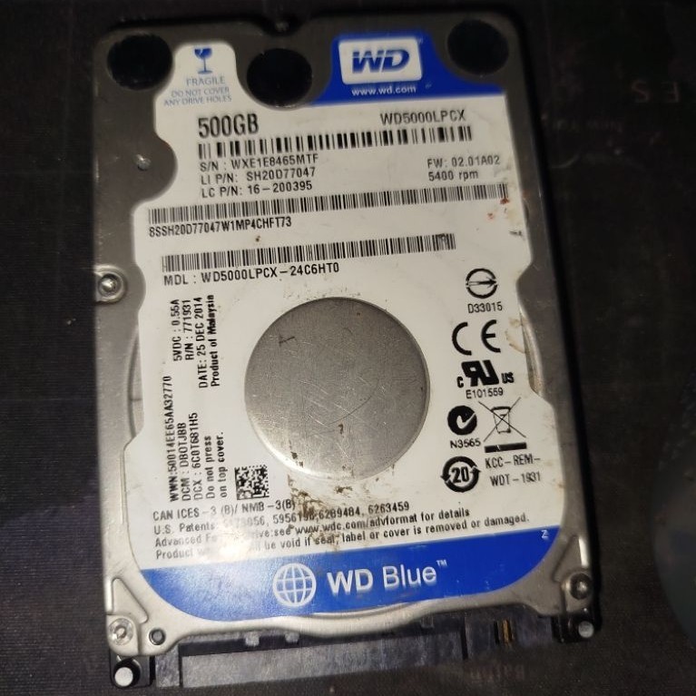 Hardisk Internal Laptop WD Blue 500gb - Bekas
