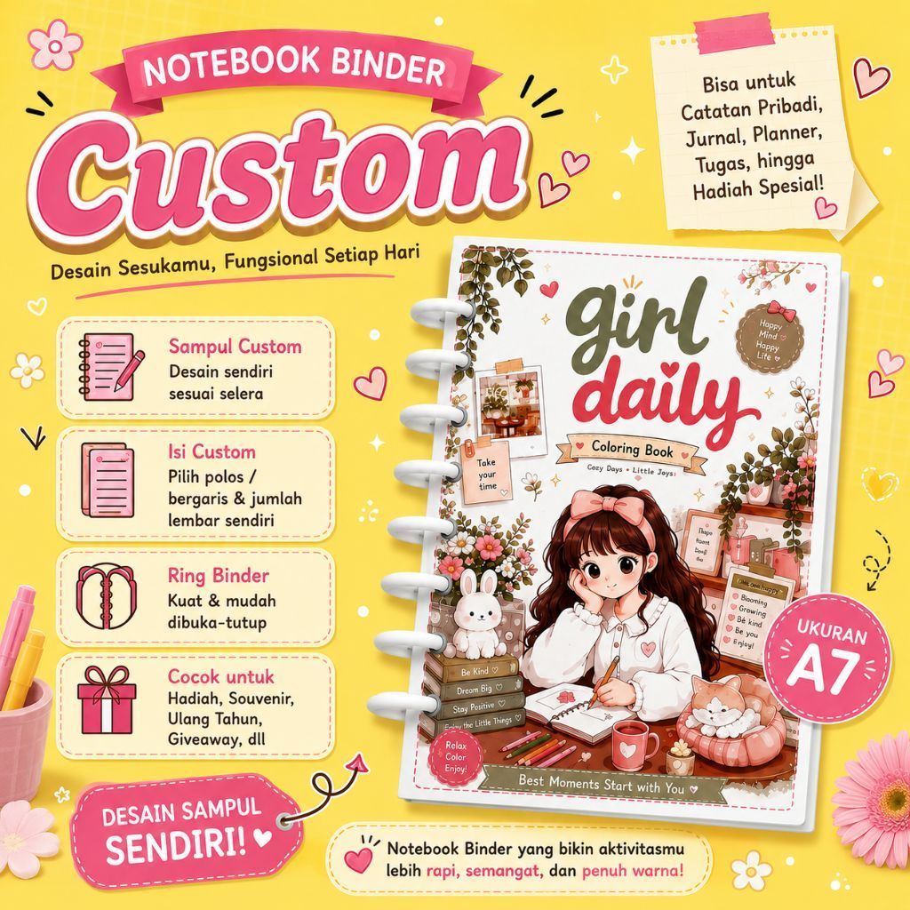 notebook custom ukuran A7 || bebas desain
