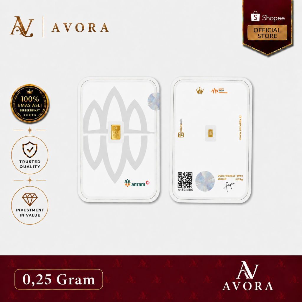 Avora Emas Logam Mulia Antam Emaskita LM 0,25 Gram Tahun 2026