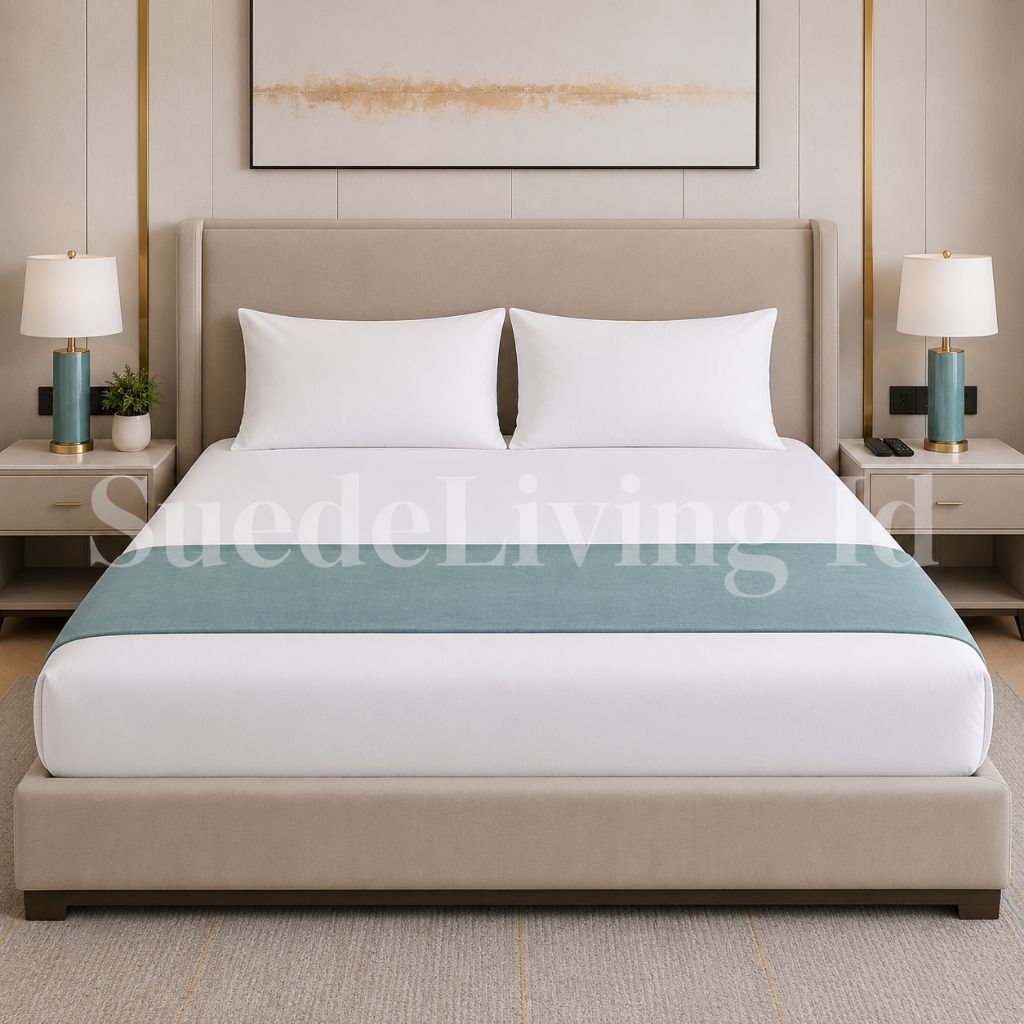 Bed Runner Suede Premium Kamar Tidur | Bed Runner Hotel + Set Bantal 35x35