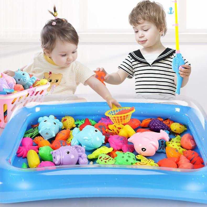 BARUU Mainan Pancingan Ikan Set Lengkap 60 PCS Pancing ikan magnet mancing ikan mainan anak