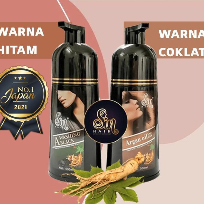 SIN HAIR SHAMPO SINHAIR penghitam rambut produk JEPANG,READY SIAP KIRIM - BLACK 500ML