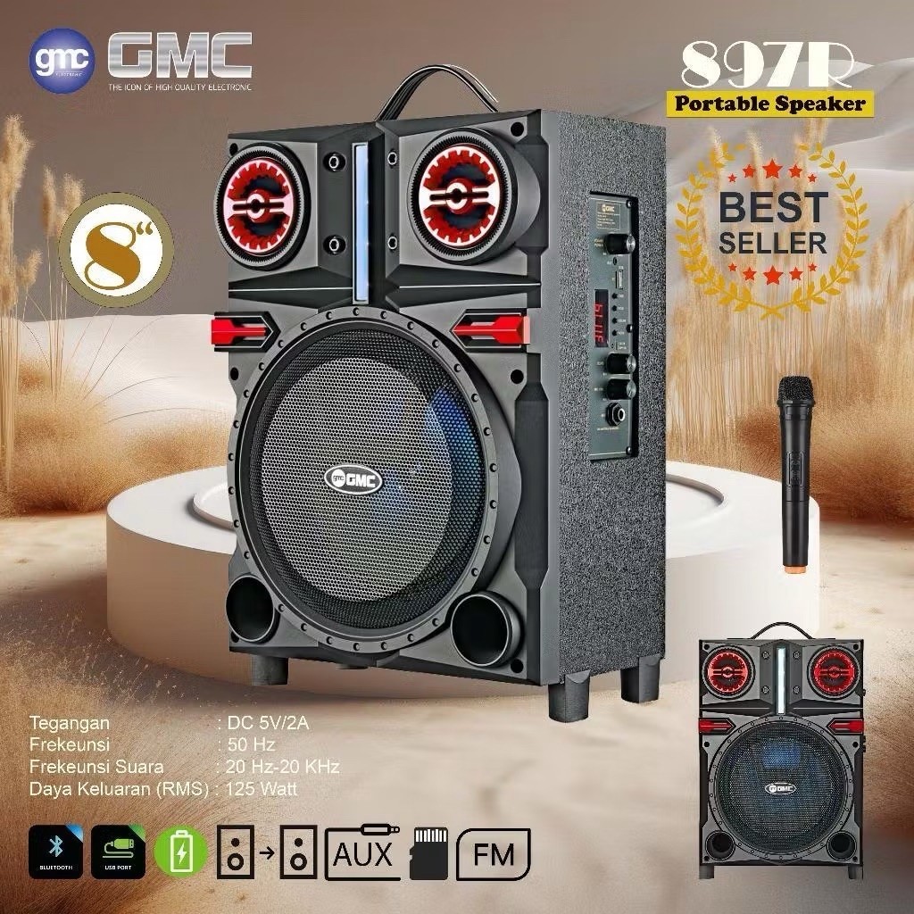 SPEAKER GMC 897 R | SPEAKER PORTABLE GMC | WIRELESS SPEAKER