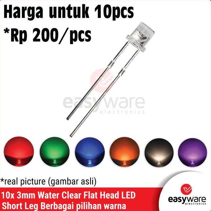 10X Led 3Mm Flat Top Warm White Red Blue Green Uv Orange Yellow Pink Color Led 3 Mm Bening Flat Mera