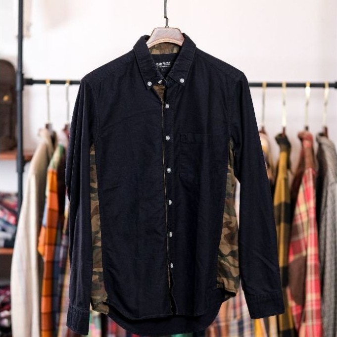 Kemeja Beams Heart Navy Camouflage Original - Size S