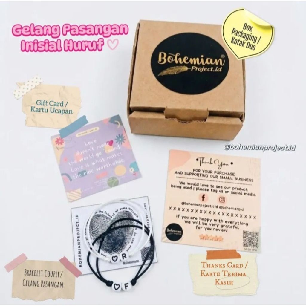 NEW | PAKET GELANG COUPLE INISIAL HURUF DAN LOVE | GELANG PASANGAN | GELANG INISIAL HURUF