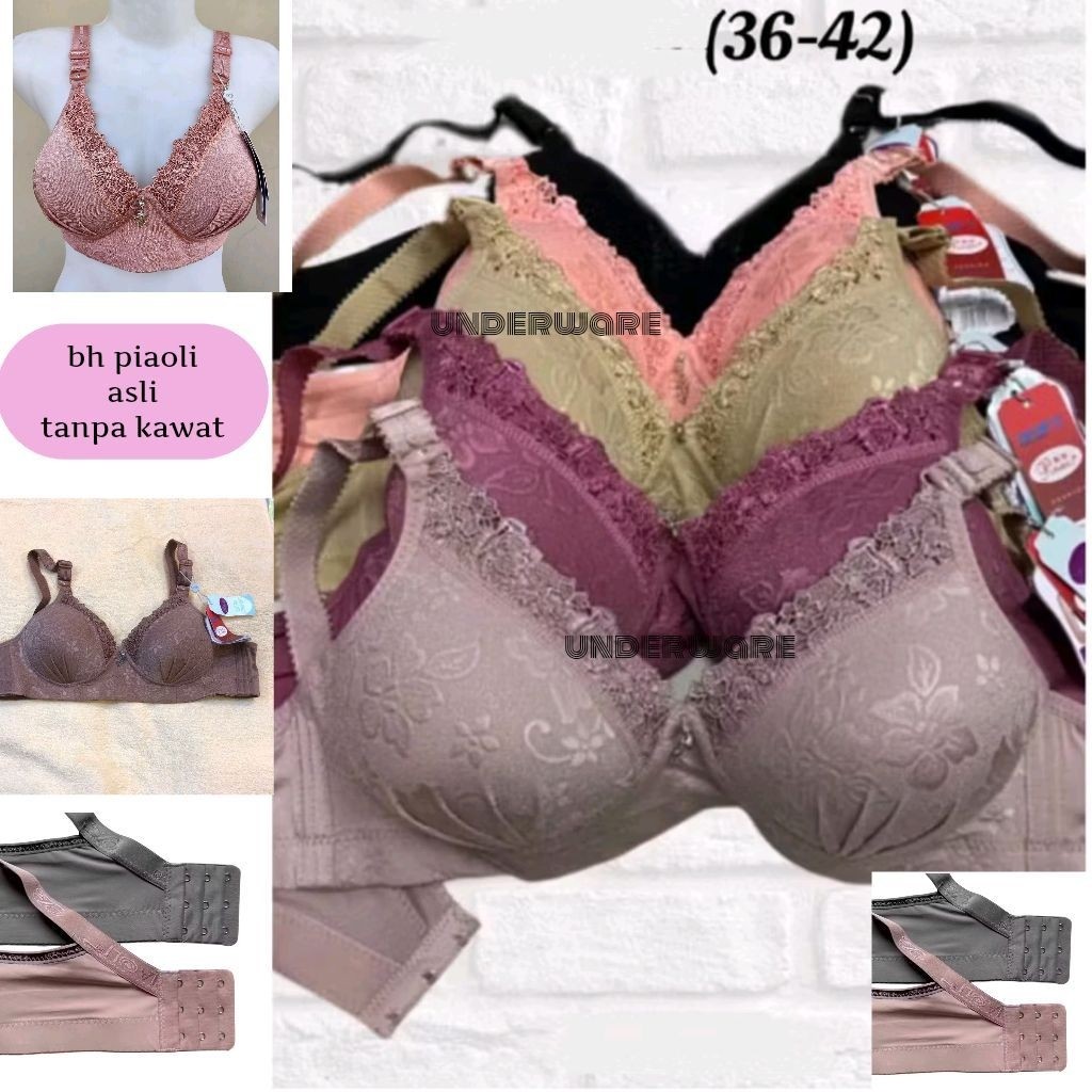 Bra Bh Tanpa Kawat Kait 3 Wanita Dewasa Merk Piaoli