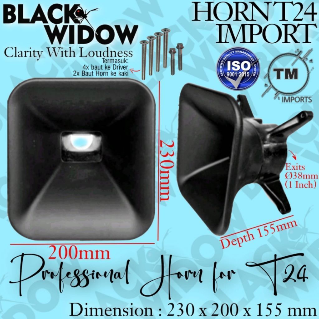 BLACK WIDOW Corong Horn TW T24 (Corong Depan & Belakang) 150