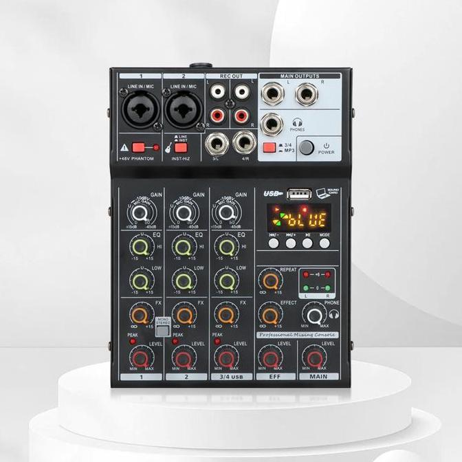 Mixer Audio Digital Mini Murah Mixer 4 Channel PC Soundcard Bluetooth Karaoke Player Profesional Kon