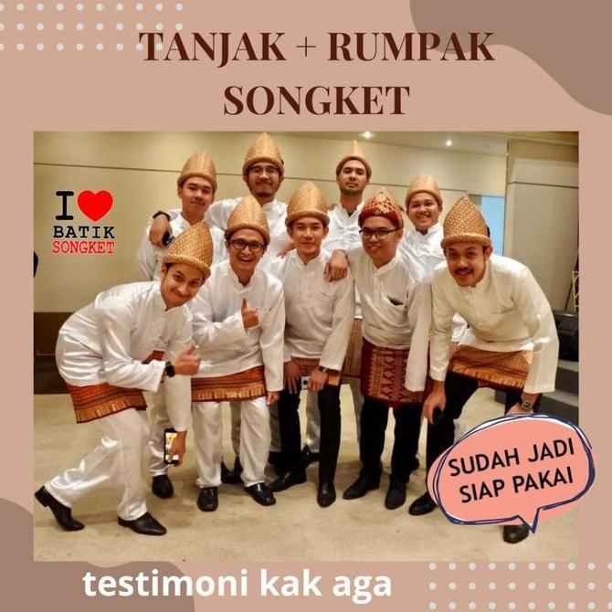 SONGKET PRIA RUMPAK KAIN SARUNG ADAT PALEMBANG LAKI-LAKI MELAYU TENUN MESIN THAILAND