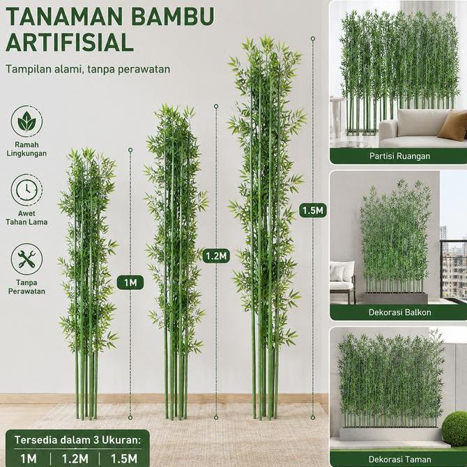 Batang Bambu tinggi 120cmDaun Bambu plastik Bunga Hias Plastik/bunga plastik Artificial Dekorasi poh