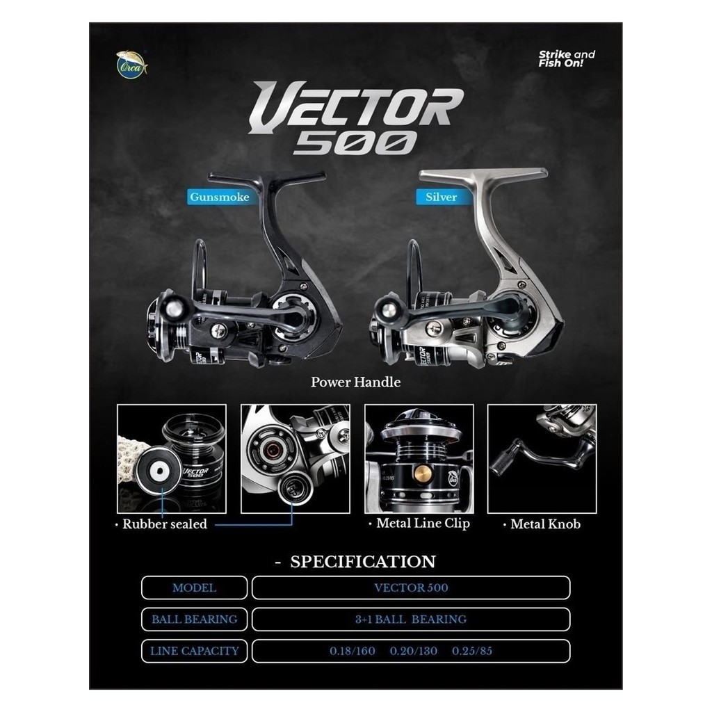 Reel mini Orca Vector 500//Reel Power Handle//Reel Casting//Reel mini