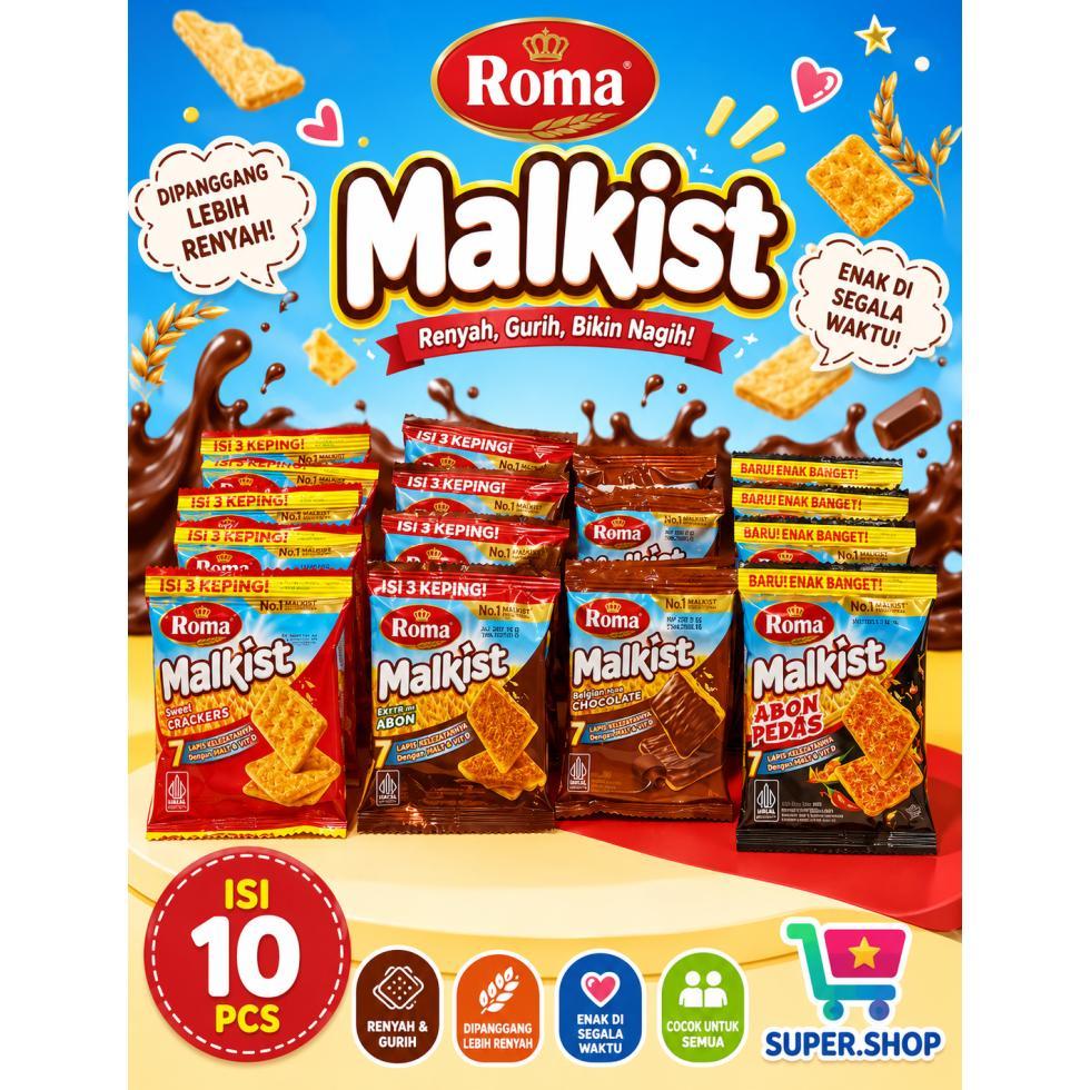 Roma Malkist Crackers / Abon Gurih / Cokelat isi 10 pcs Biskuit