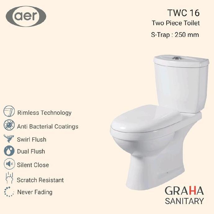 Fremontshop - Aer Twc 16 Toilet Seat Closet / Kloset Duduk Two Piece Terbaru 