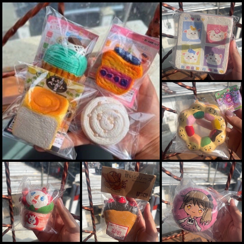 Sale squishy preloved(Deco squishy bun,Ibloom milk box,ibloom milk bottle,Squishy rement,deco cdn,de