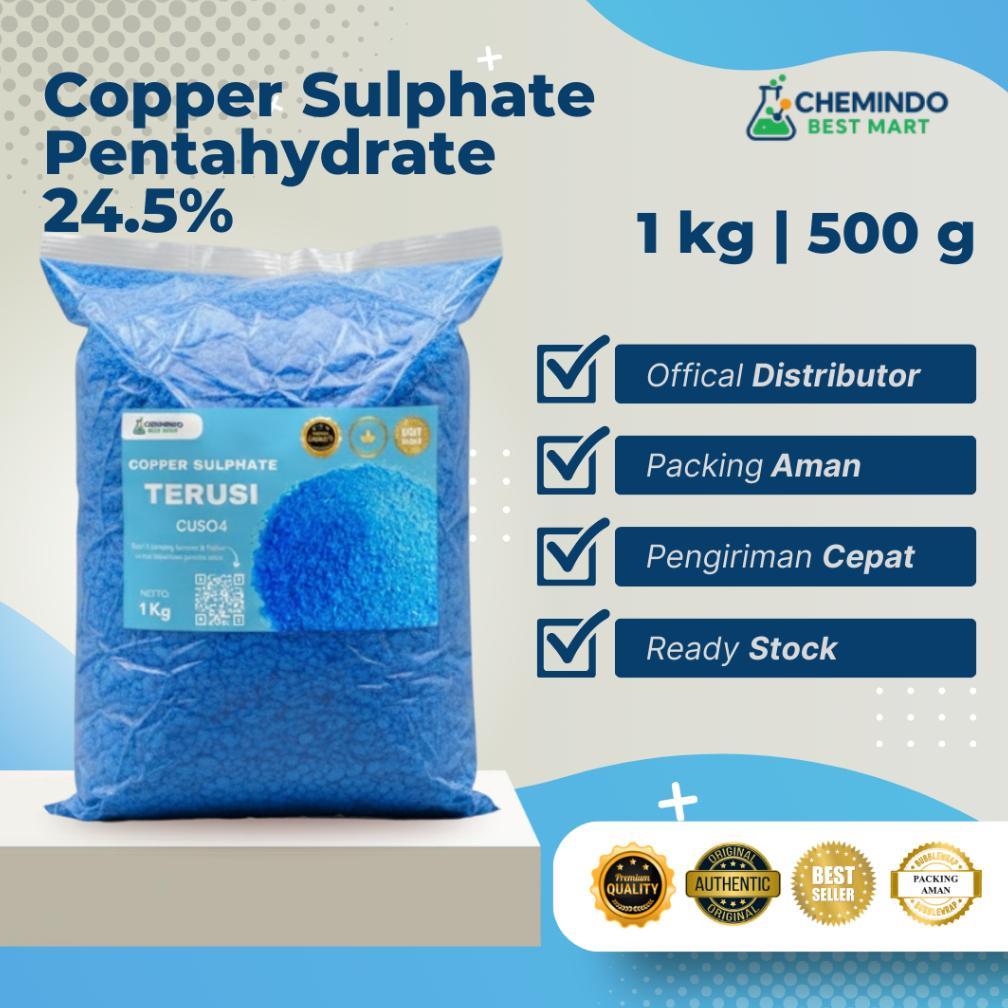CuSO4 24.5% Feed Grade 500 Gram 1KG - Copper Sulphate Pentahydrate - Mineral Pakan Ayam, Sapi, Ikan 
