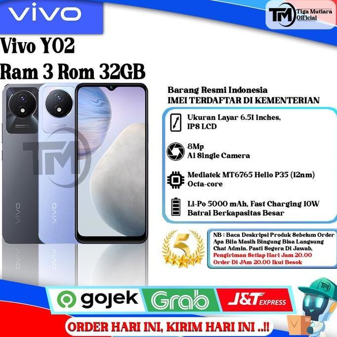 TERMURAH - Vivo Y02 Ram 3 Rom 32GB | Y02T Ram 4 Rom 64GB