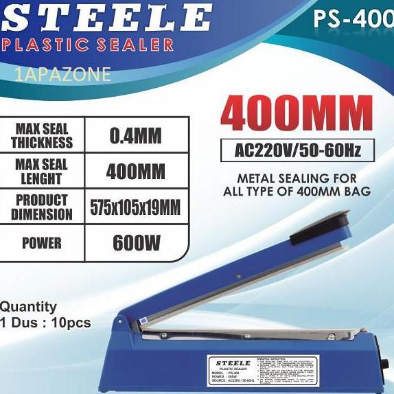Bestprice- TTS STEELE Alat Pres Plastik 40cm PP/PE 220V AC 600W PFS-400 I Impulse Sealer Plastic 400