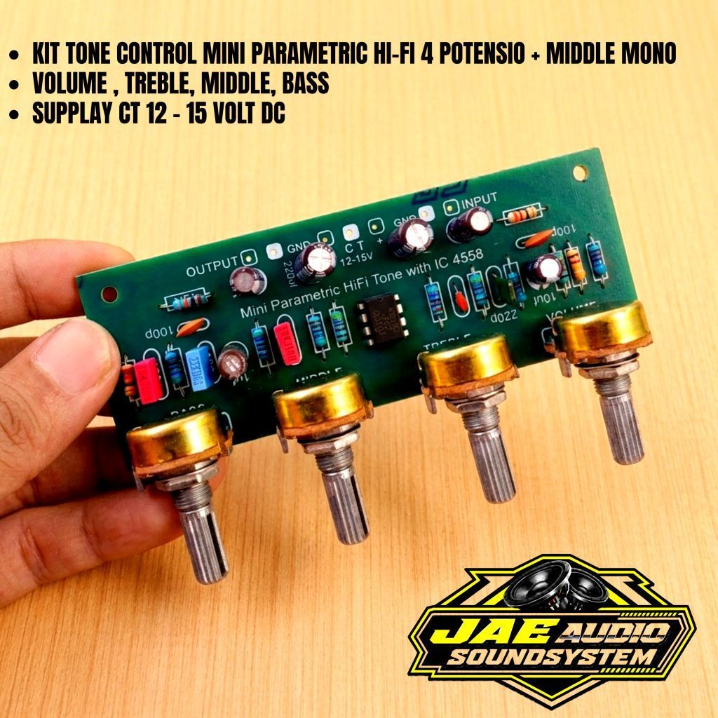 Kit Tone Control Mini Parametric HiFi | Tone Control 4 Potensio Mono Original Siap Pakai