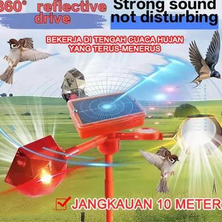 FKINAPE Pengusir Burung Tenaga Surya Ultrasonik Reflektif Alat Pengusir Hama Burung Solar Bird Repel