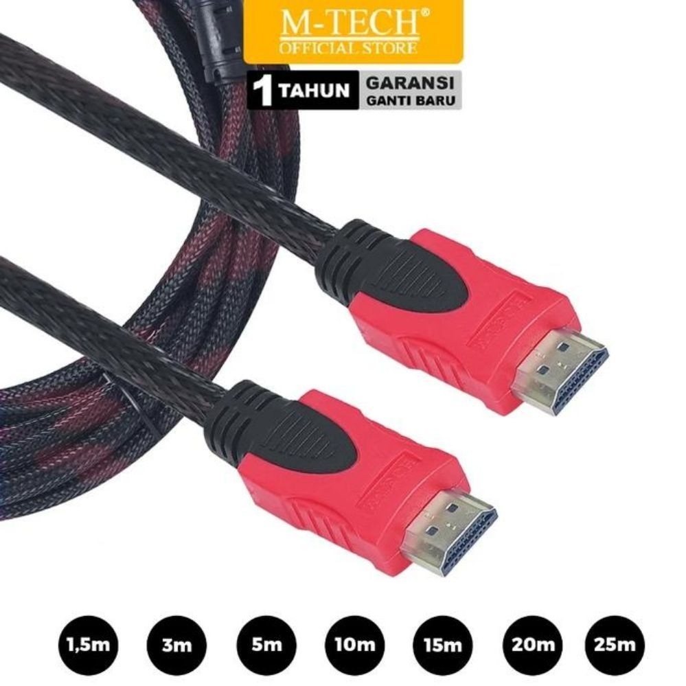 Kabel HDMI MTECH Male to Male 3M / Kabel HDMI Jaring MTECH 3M / Kabel HDMI Murah / Kabel Sambungan L