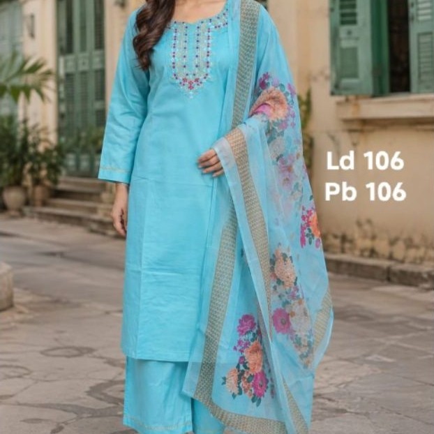Model Simpel Baju India Pakistan Kurti Kurta Wanita Set Dupatta Motif Bunga