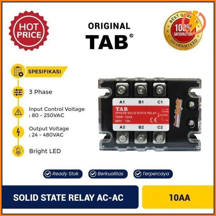 Solid State Relay 3 Phase Ac-Ac 10A Tab - 3 Phase Ac-Ac 10 Ampere Forsale