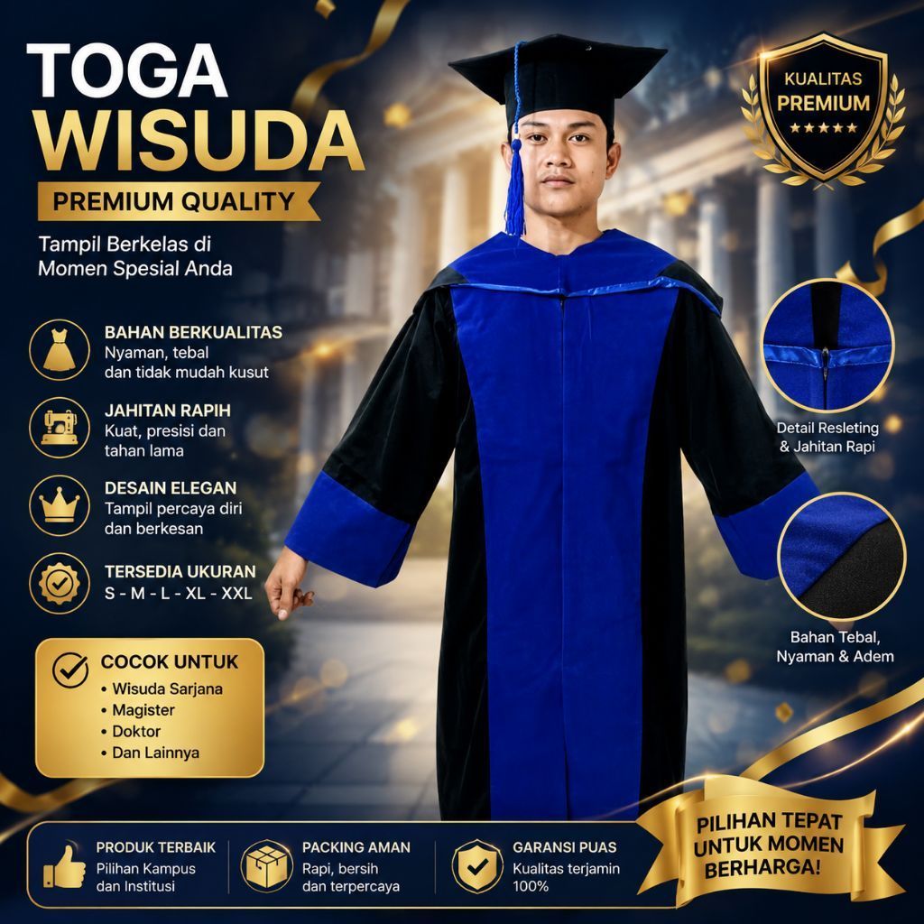 Toga guru besar toga rektor toga senat berkualitas ready stock