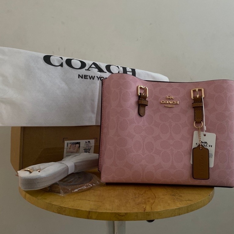 COC mollie tote sakura pink edition C O A C H | Tas branded wanita kulas kulit asli calf skin calfsk