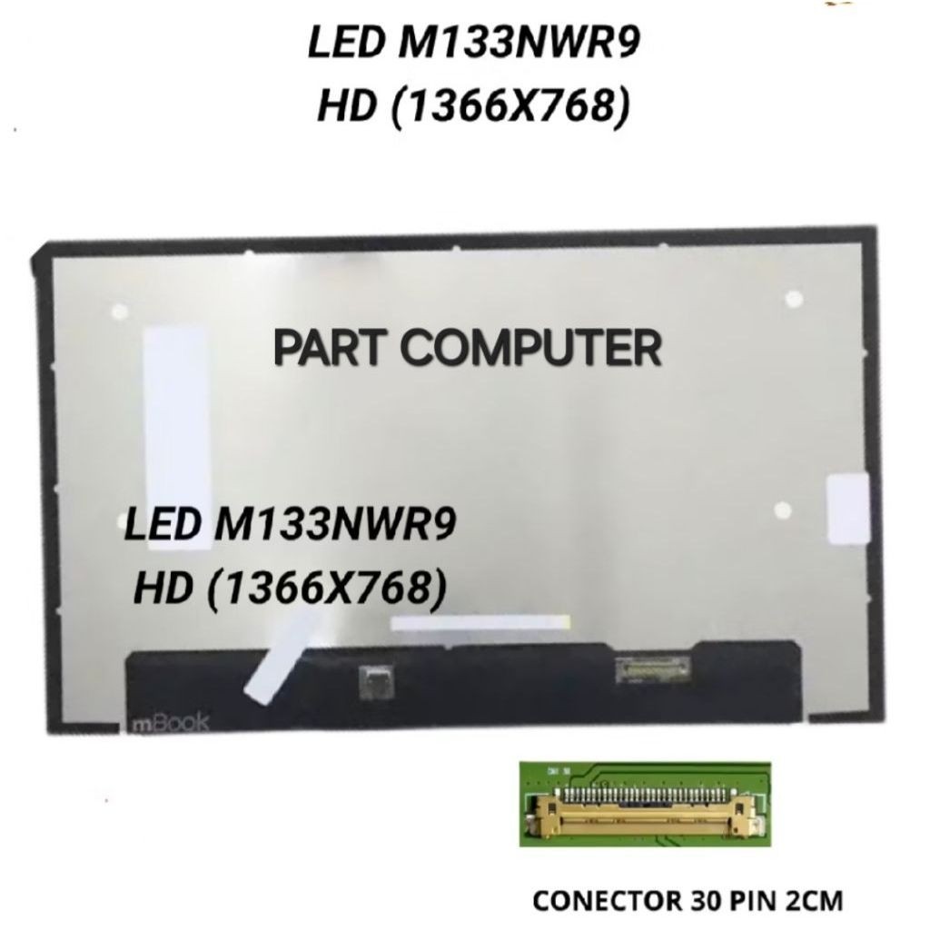 LCD 13.3” LED Slim 30pin Socket Kanan FHD PCB Rata N133HCA-E5A B133HAN06.7 M133NWR9 R0 NV133FHM-N4D 