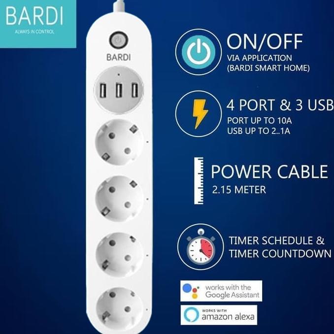Promo Bardi Smart Extension Power Strip Steker Stop Kontak Socket Plug Wifi