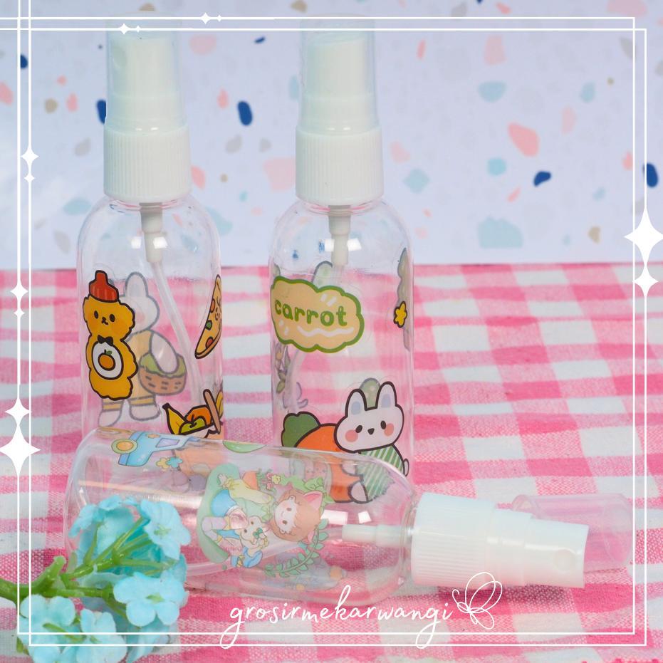 Botol Spray 60ml Transparan Motif Sticker Lucu Botol Semprot Plastik 60 ml Handsanitizer Botor Trave
