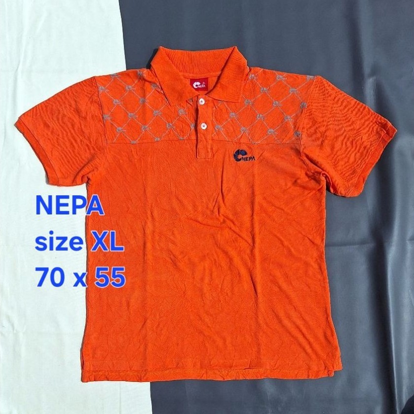 Baju Kaos Kerah NEPA Polo Shirt Orange Lengan Pendek