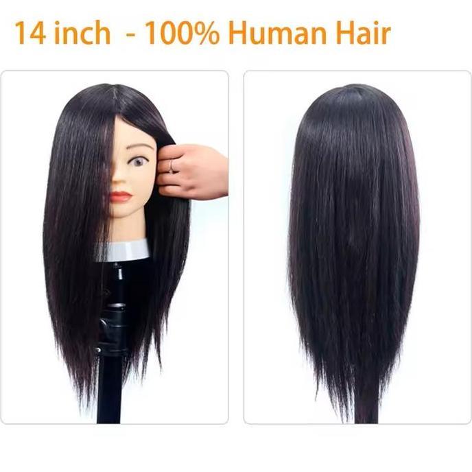 FKINAPE Manekin Rambut Asli Latihan Manekin Kepala Rambut Hair Mannequin Kepala Patung Rambut Hairdo