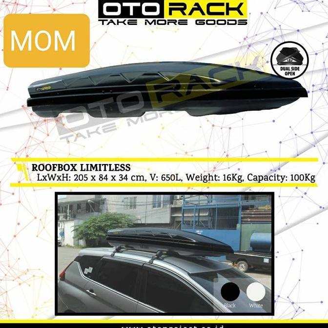 Otorack - Roof Box / Roofbox Limitless 600L Black Glossy / White Glossy - Dual Side Open