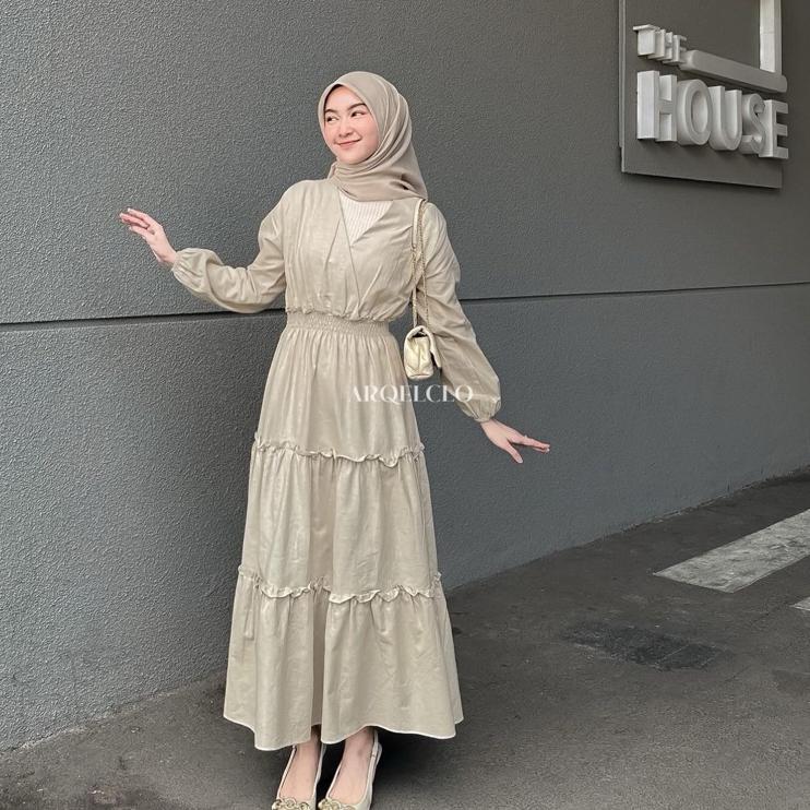 Arqelclo Bora Dress Korean Style Gamis Wanita Kekinian Dress Casual Dress Elegan Dress Pantai Daily 